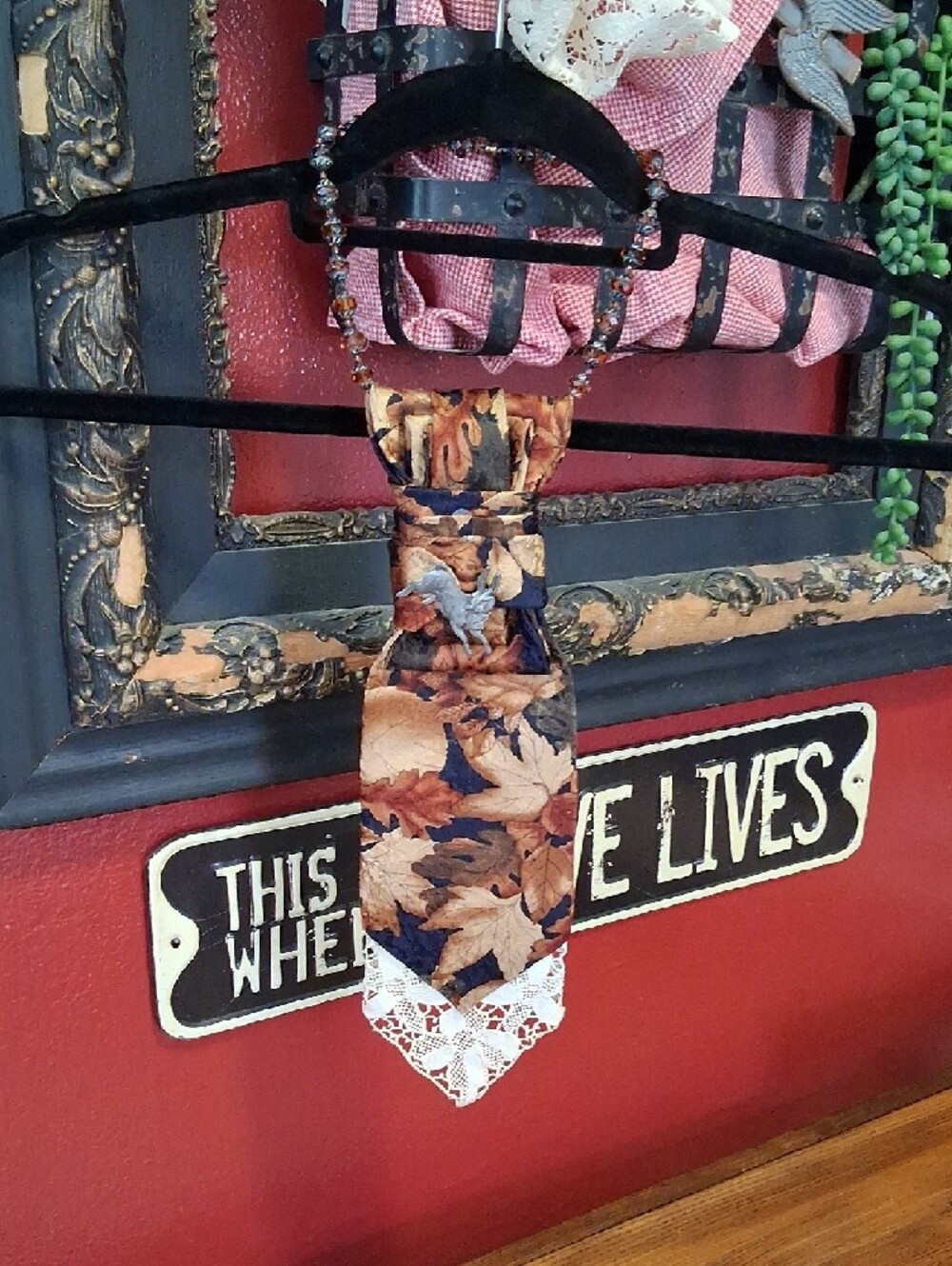 "Fall Frolic" Handcrafted Menswear Tie Necklace